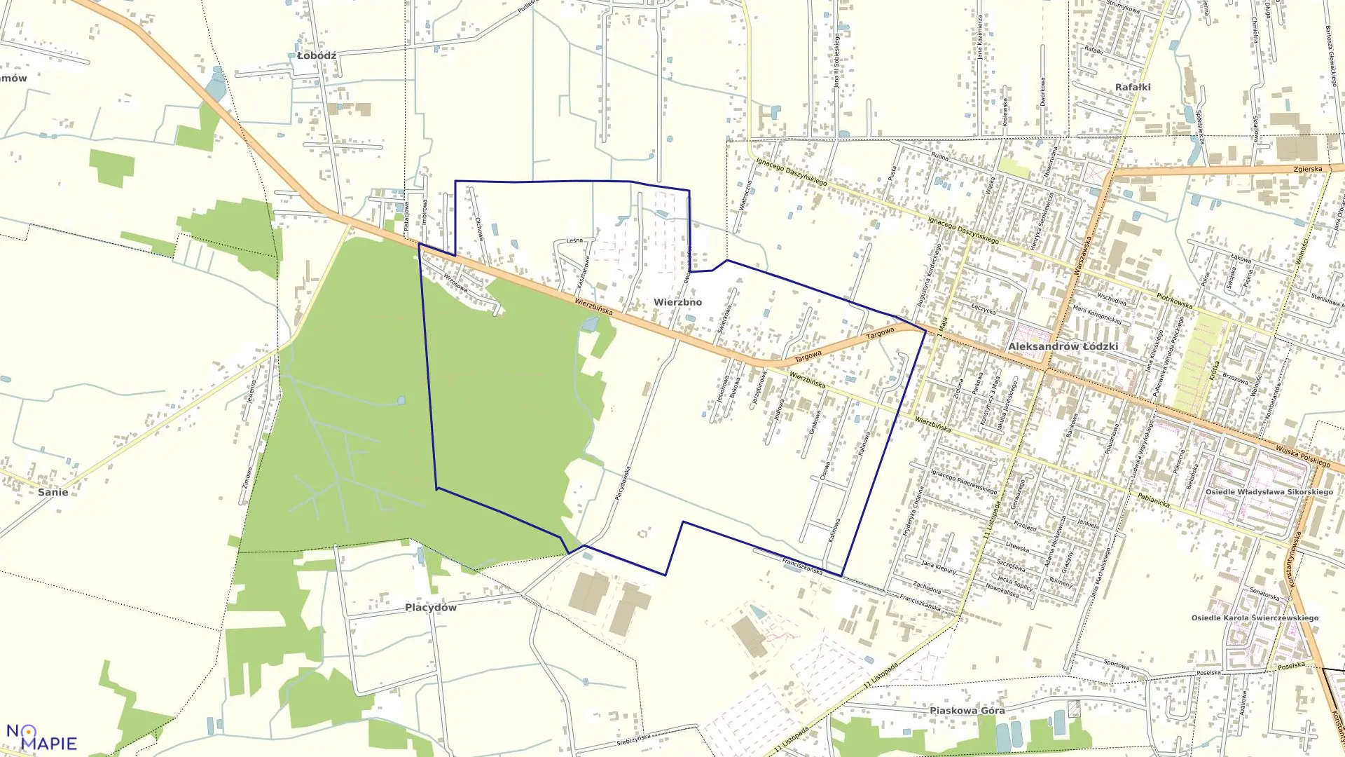 Mapa obrębu ALEKSANDRÓW ŁÓDZKI 11 w gminie Aleksandrów Łódzki