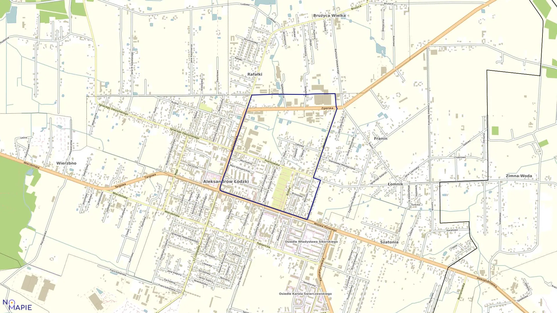 Mapa obrębu ALEKSANDRÓW ŁÓDZKI 2 w gminie Aleksandrów Łódzki