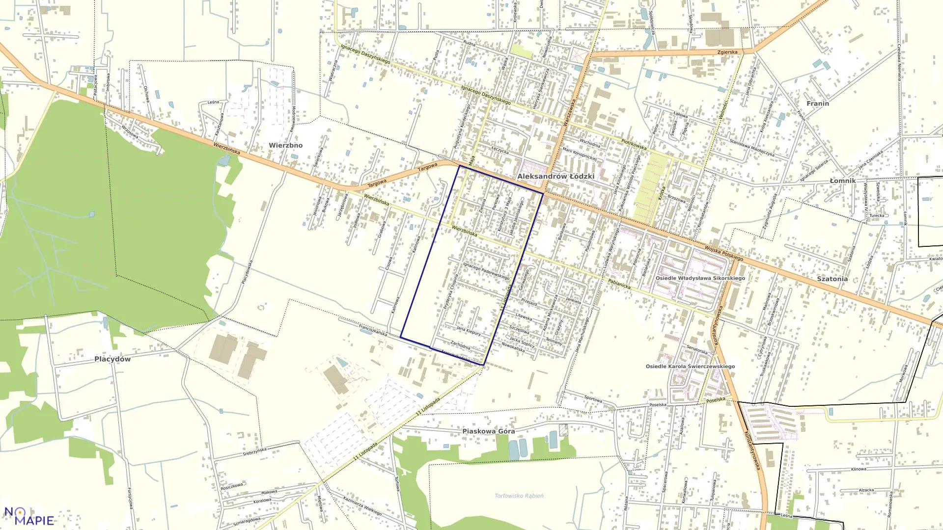 Mapa obrębu ALEKSANDRÓW ŁÓDZKI 3 w gminie Aleksandrów Łódzki