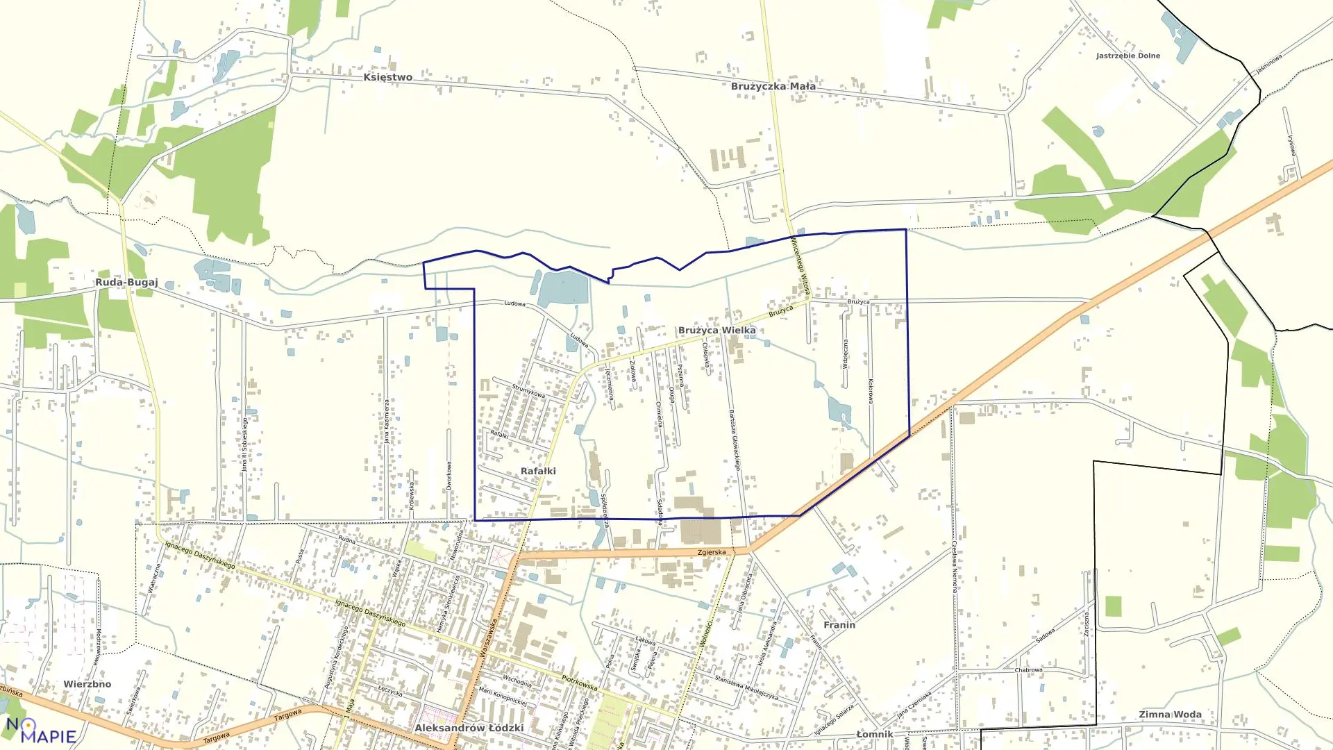 Mapa obrębu ALEKSANDRÓW ŁÓDZKI 7 w gminie Aleksandrów Łódzki