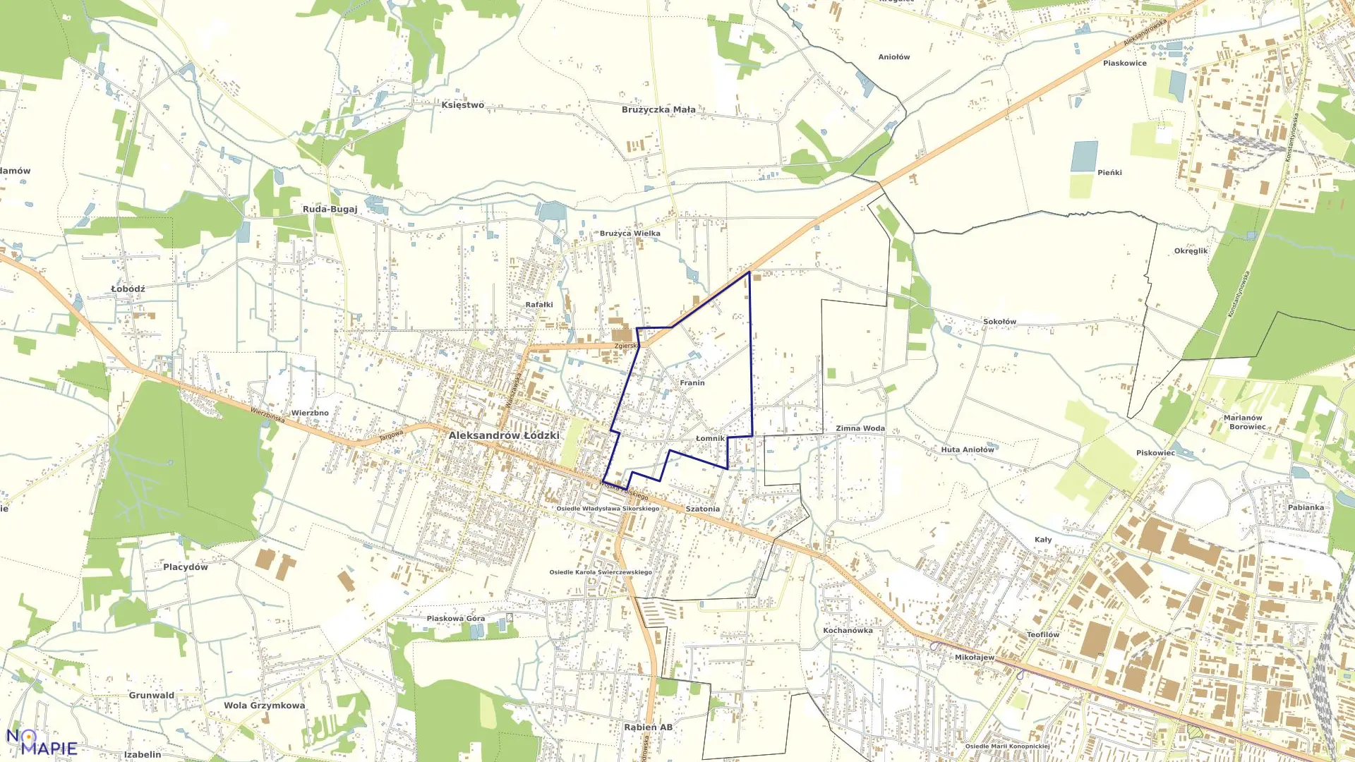 Mapa obrębu ALEKSANDRÓW ŁÓDZKI 8 w gminie Aleksandrów Łódzki
